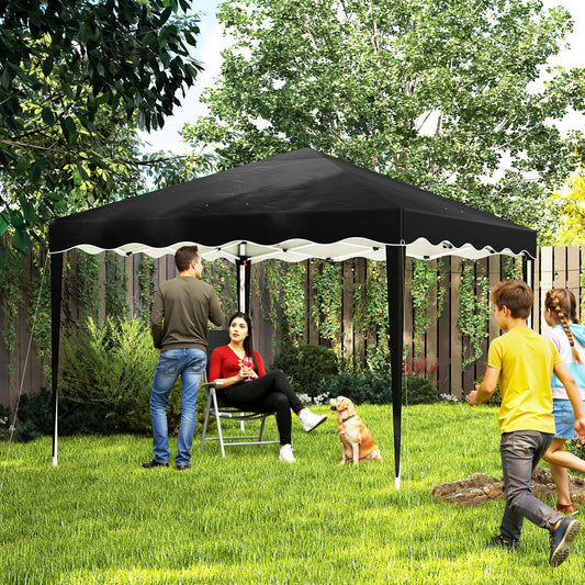 Outsunny 3m Pop Up Gazebo With Adjustable Height And Carry Bag Black Outdoor Garden Shade