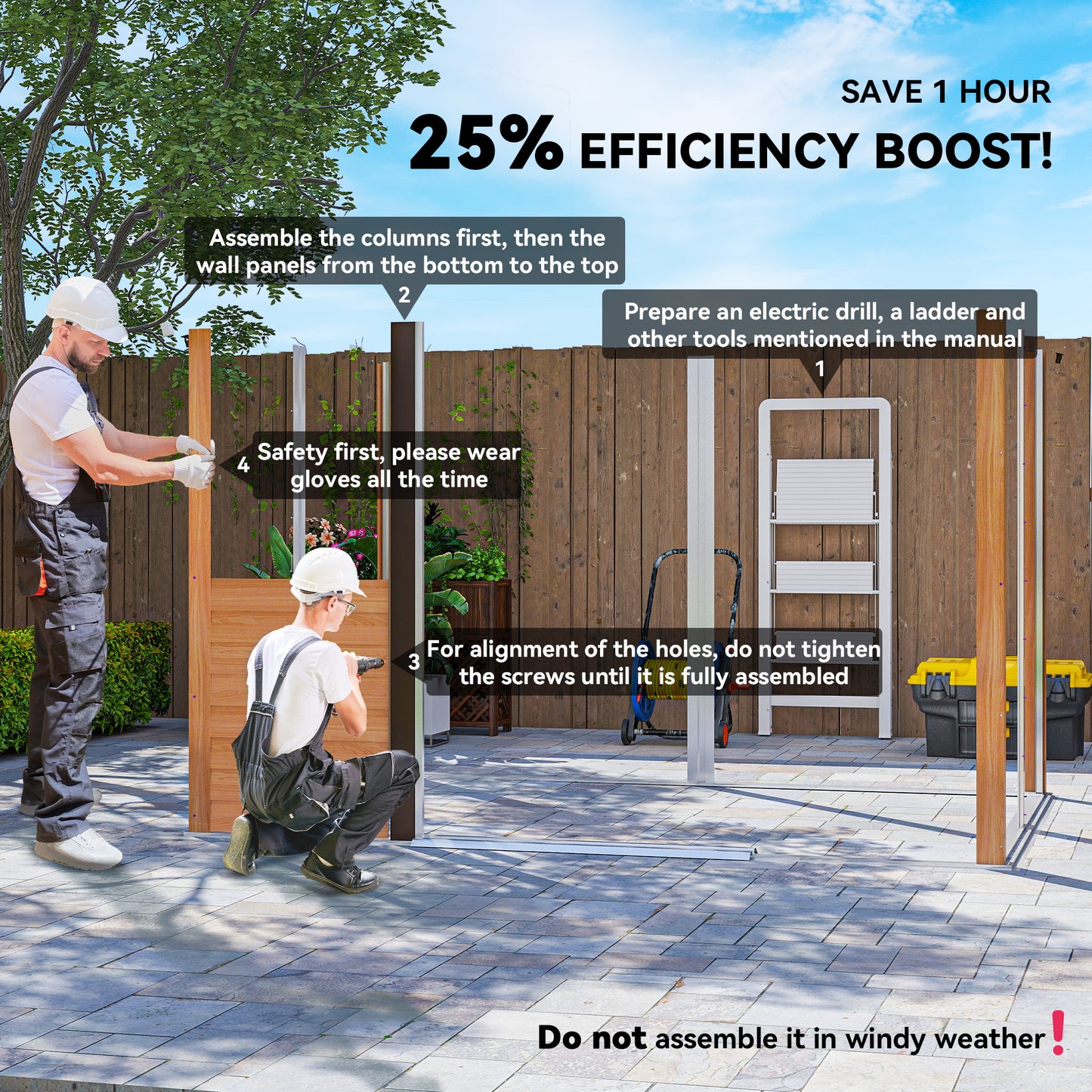 Outsunny 9 By 6 Ft Galvanised Steel Shed With Double Sliding Doors And Four Ventilation Slots Brown Wood Effect