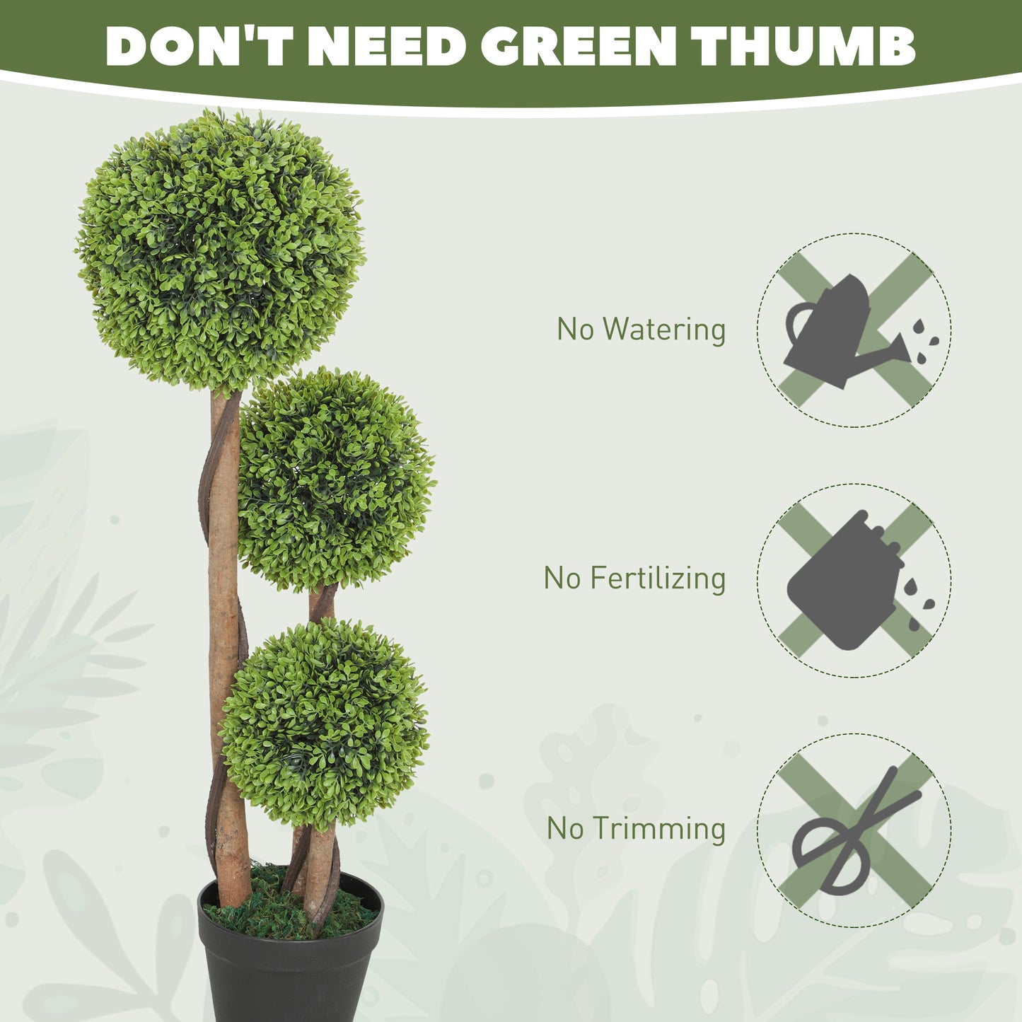 HOMCOM Decorative Artificial Boxwood Ball Topiary Trees Set Of 2 In Pots For Home Indoor Outdoor Decor