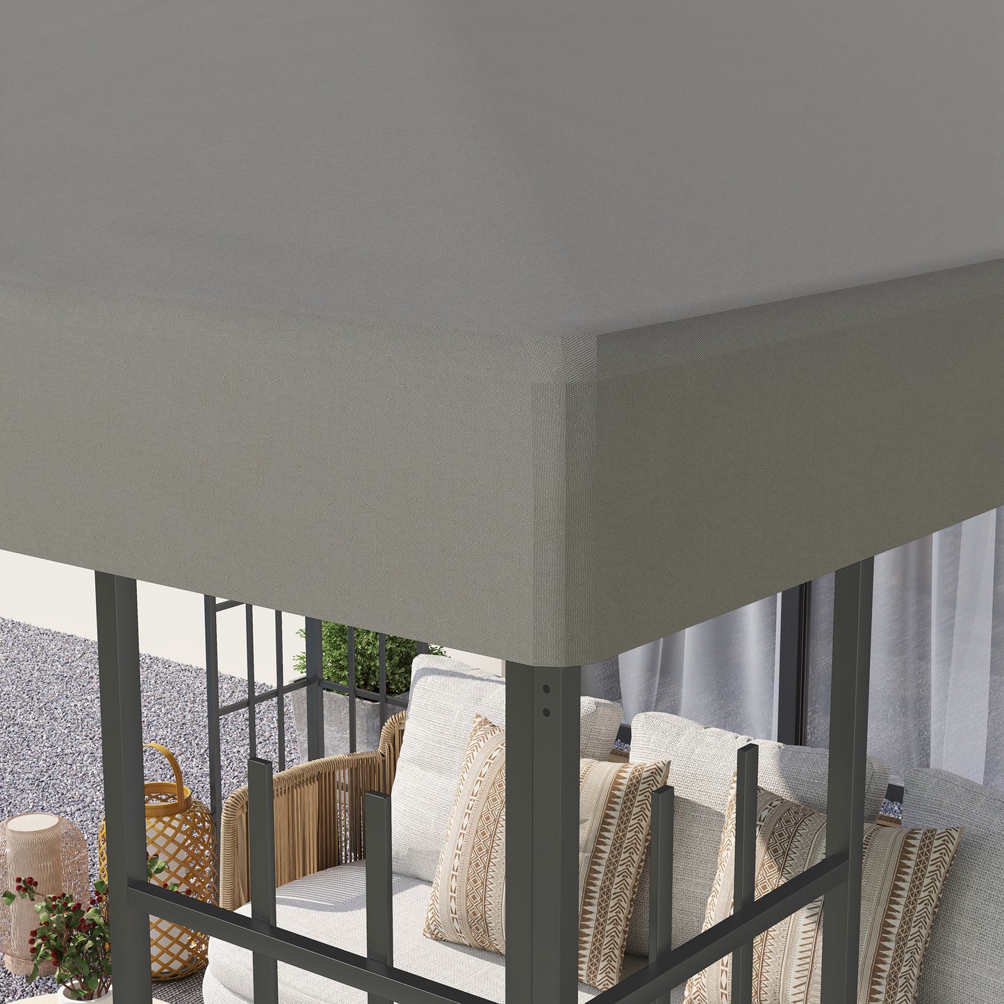 Outsunny 3 x 3m Gazebo Canopy Replacement Grey Polyester With Grommets UPF30 Protection