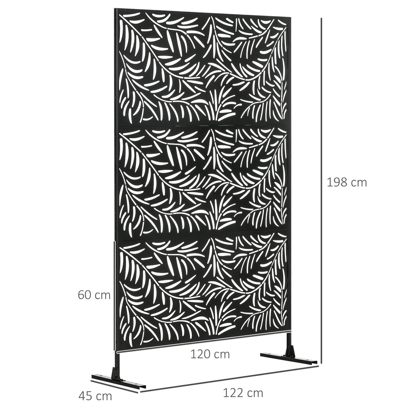 HOMCOM 6.5FT Decorative Steel Privacy Divider with Leaf Design for Garden & Patio - Outsunny Outdoor Screen - ALL4U RETAILER LTD