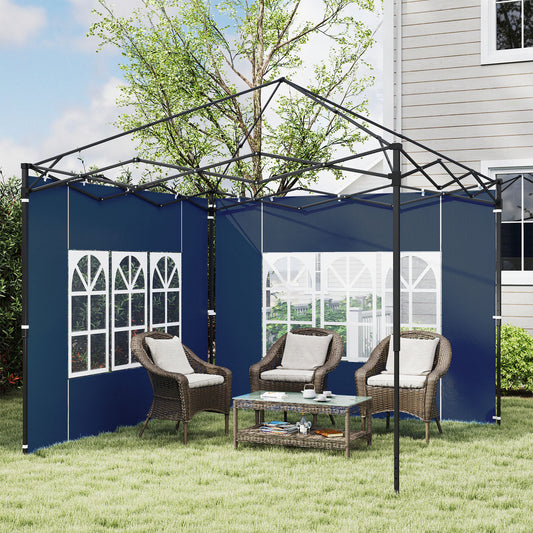 Outsunny Set of Two Replacement Walls for 3x3m and 3x6m Gazebo Canopies Blue with Window