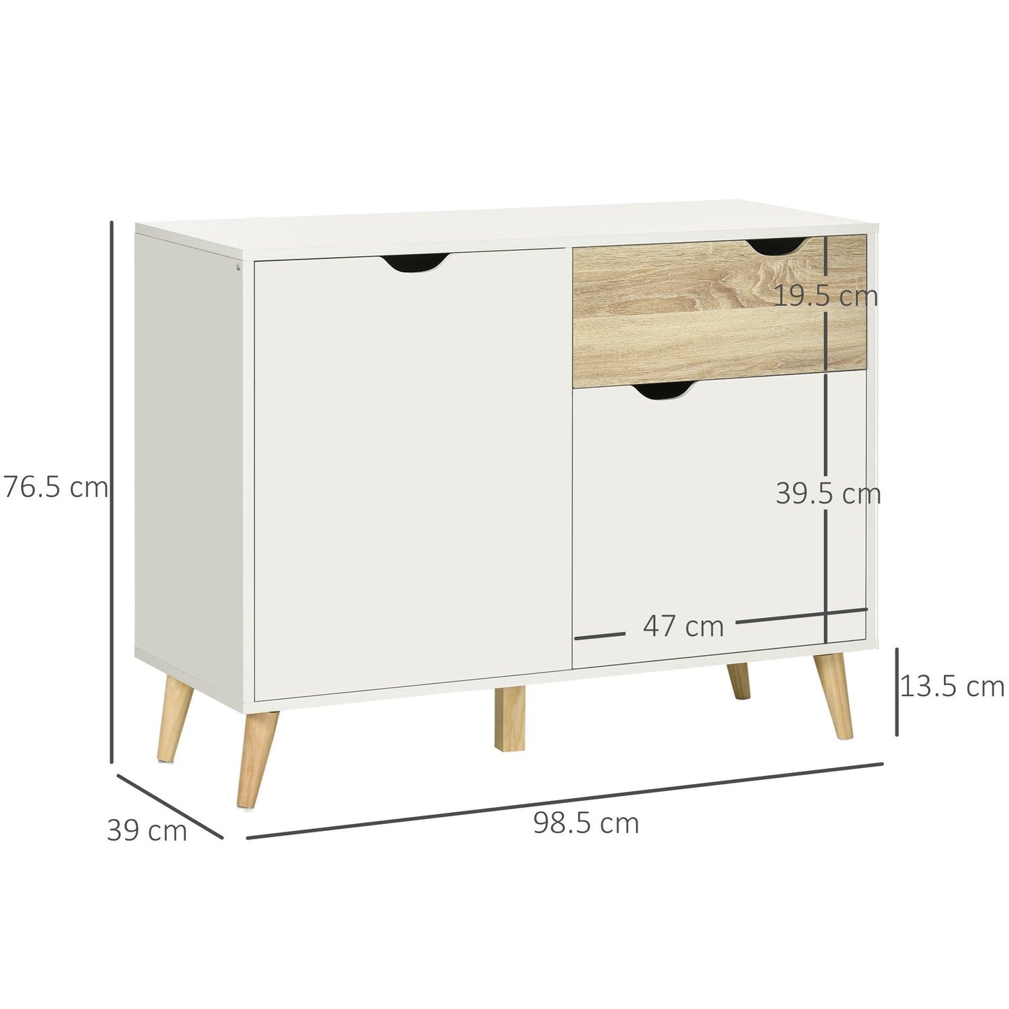 HOMCOM White Modern Sideboard Cabinet with Drawer and Doors - ALL4U RETAILER LTD