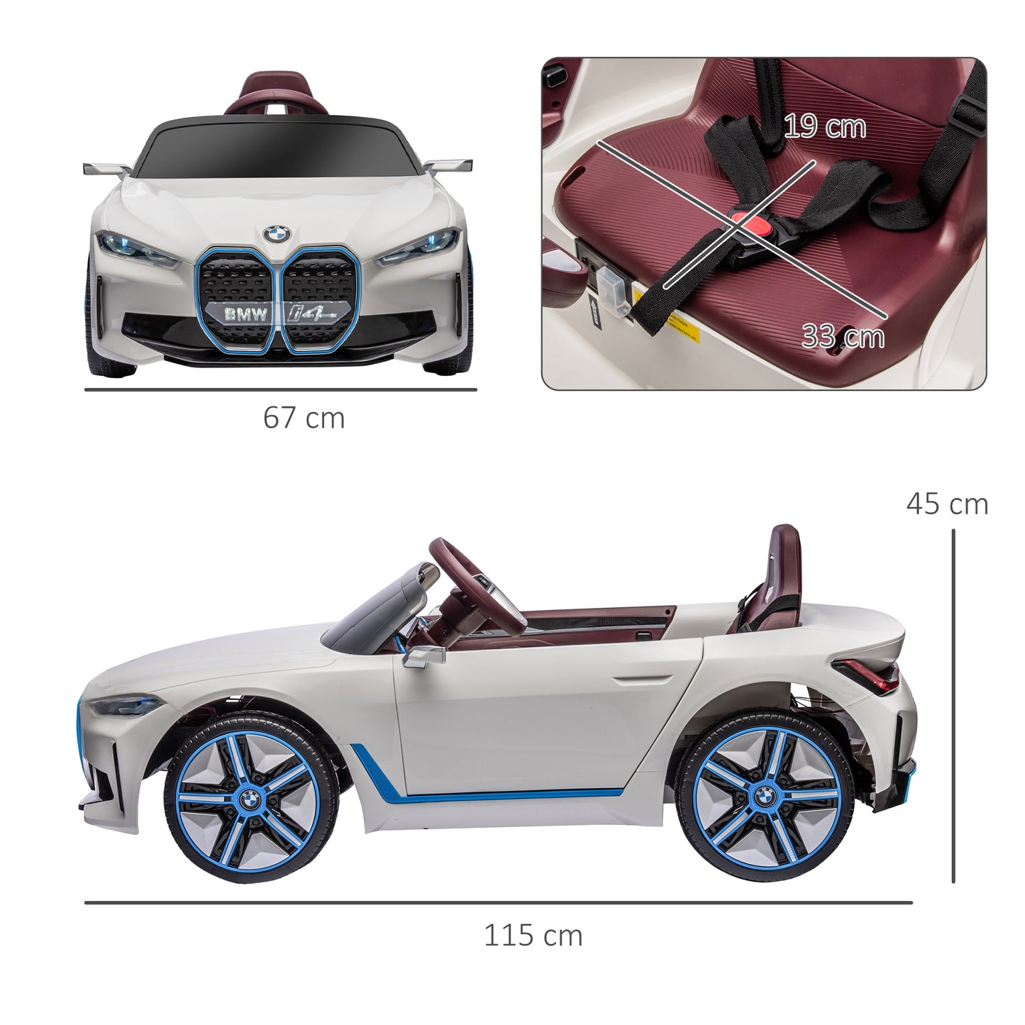 HOMCOM BMW i4 12V Kids Electric Ride-On Car with Remote Control, Music Features, and Portable Battery for Ages 3-6, White - ALL4U RETAILER LTD