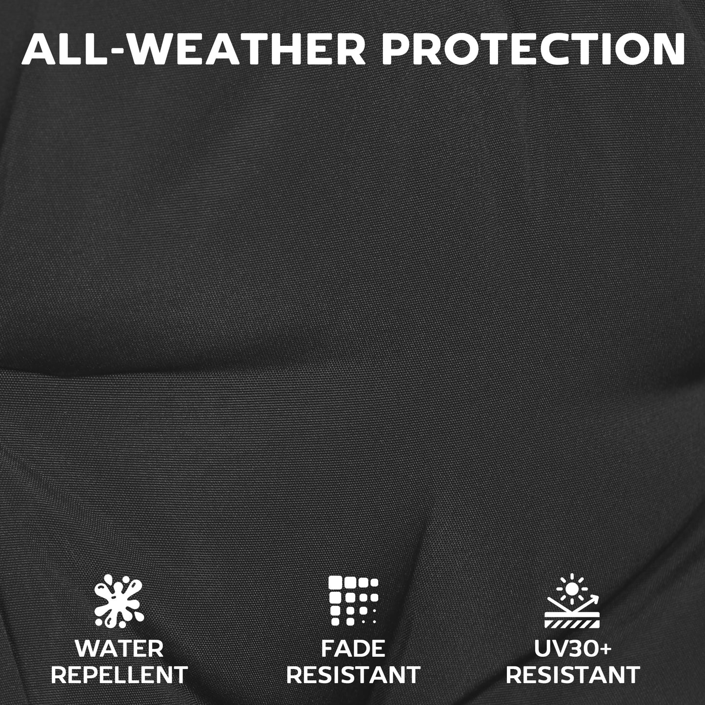 Outsunny Outdoor Seat Cushions Set Of 2 With Ties Waterproof Garden Pads Black 7cm High Density Foam