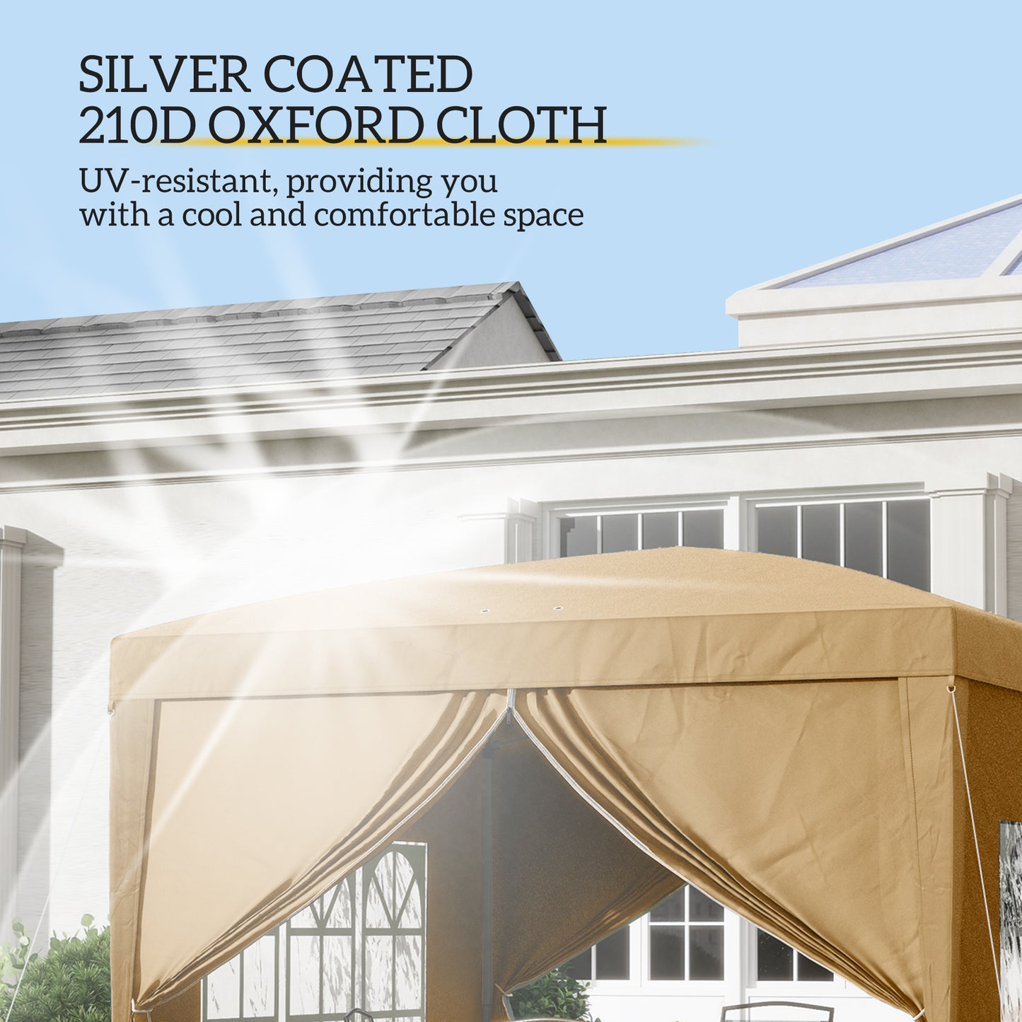 Outsunny 3x3m Pop Up Gazebo Khaki With Removable Walls Weather Resistant Canopy For Outdoor Events