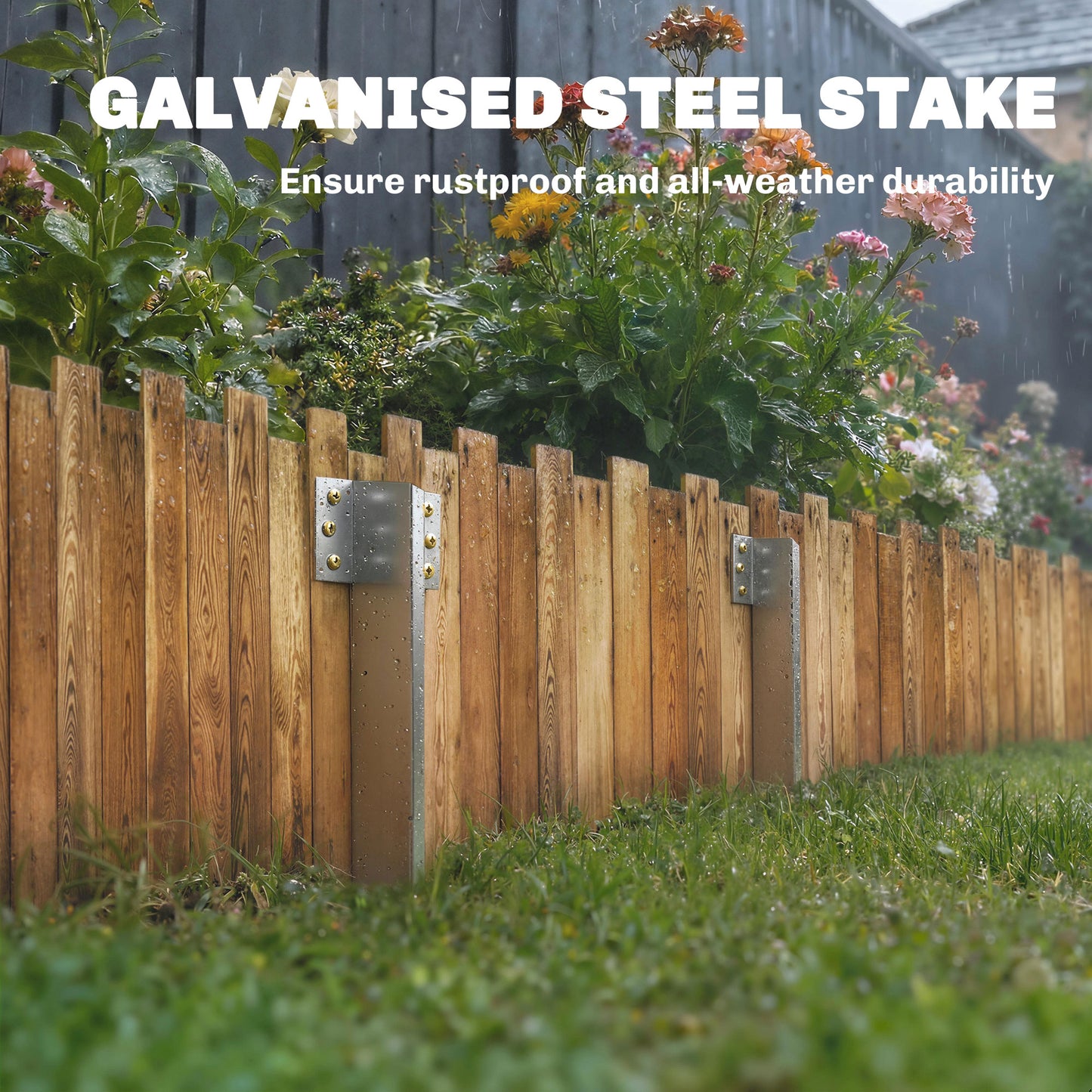 Outsunny 20 Pack Railway Sleeper Brackets 41 Cm Heavy Duty Galvanised Steel Sleeper Stakes With Screws And Gloves
