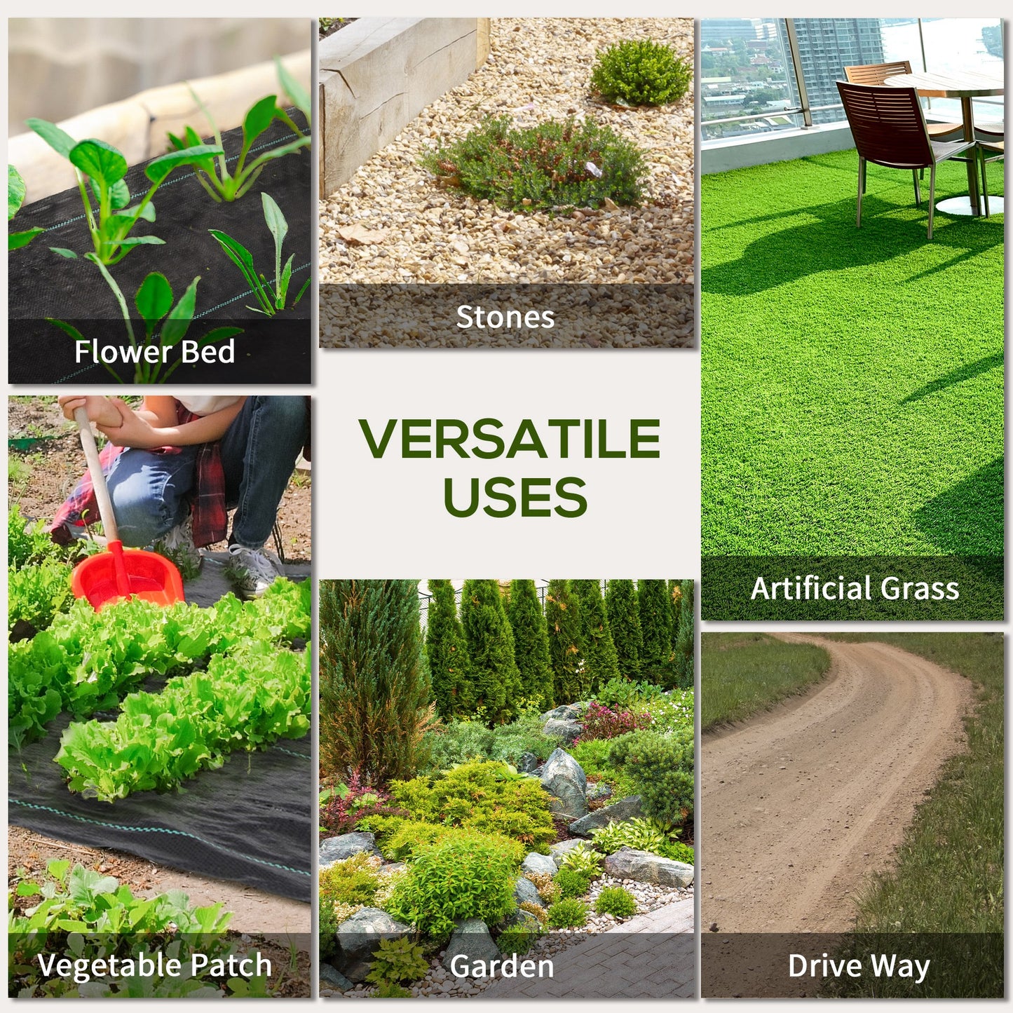 Outsunny Heavy Duty Weed Control Membrane 2m x 100m Black For Landscaping Driveways Gravel Artificial Grass Lawn Underlay