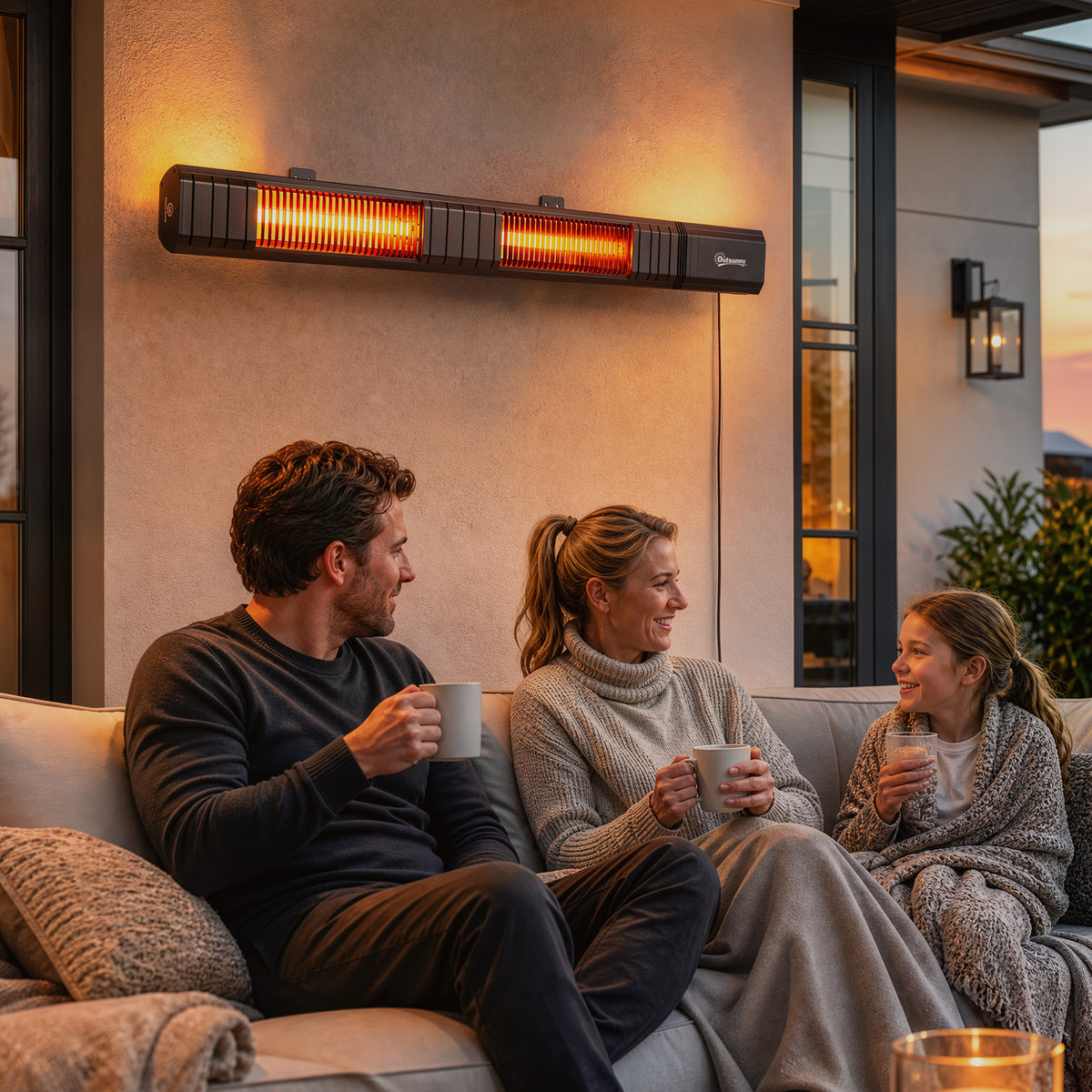 Outsunny 3000W Electric Wall Mounted Infrared Patio Heater With Remote Black