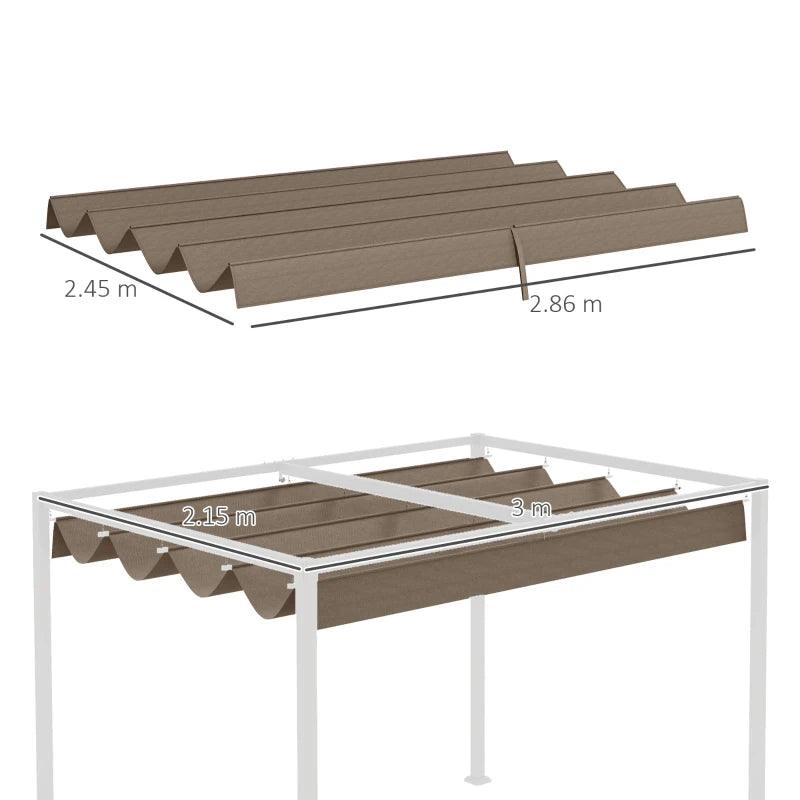 Outsunny Pergola Roof - Retractable Sun Shade Cover for 3 x 2.15m Pergola, UV30+ Protected in Coffee Colour - ALL4U RETAILER LTD