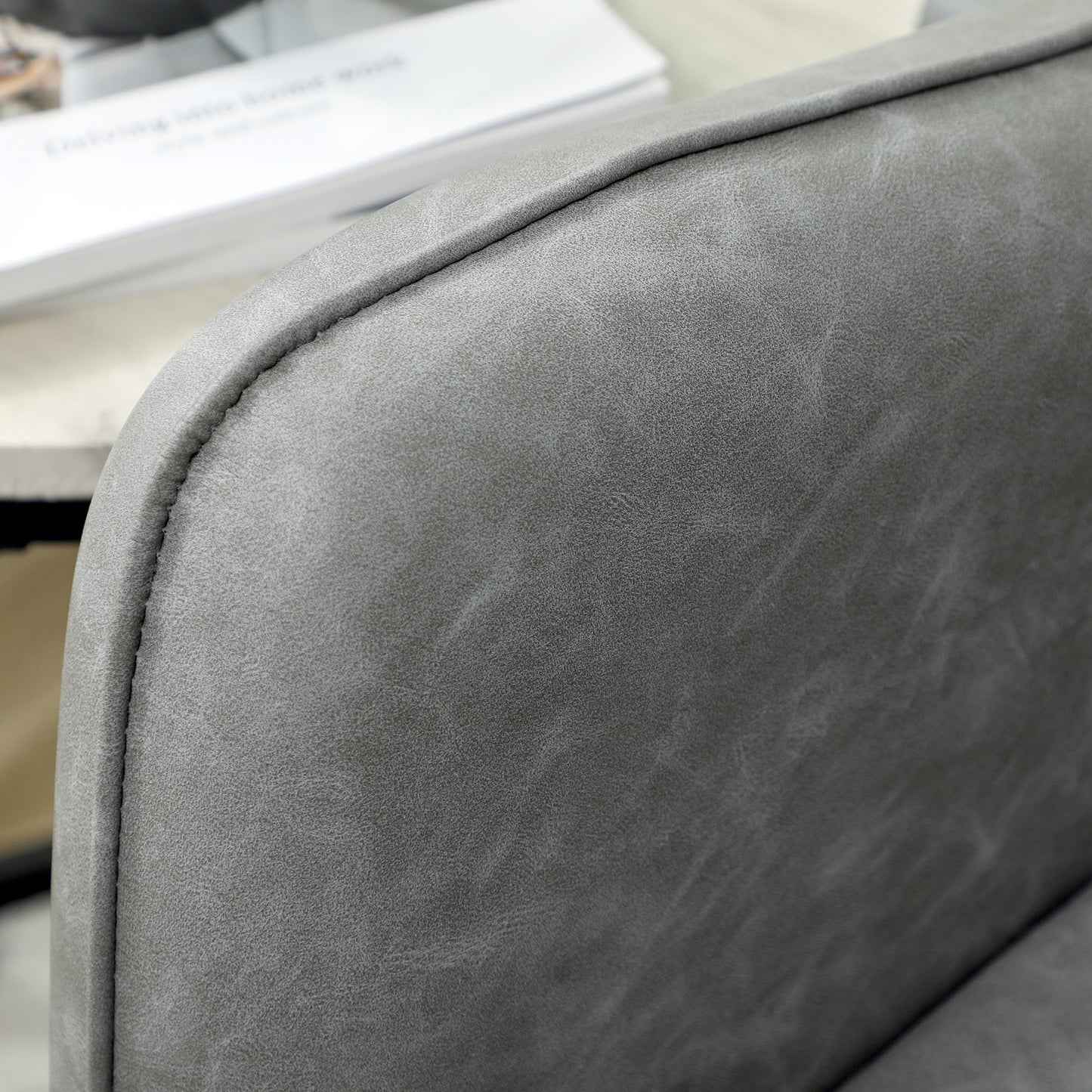 HOMCOM Faux Leather Marble Effect Two Seater Sofa Grey With Thick Padded Upholstery For Living Room And Bedroom