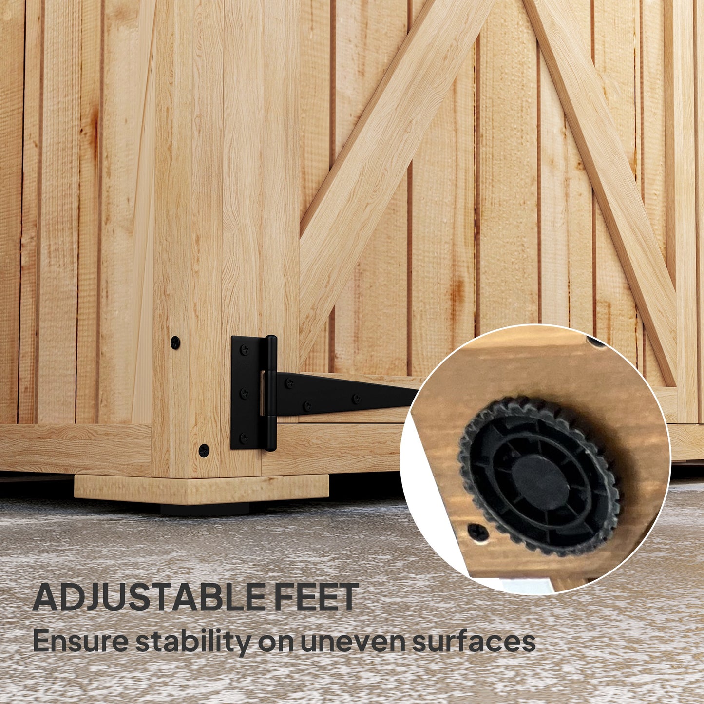 Outsunny Wooden Garden Storage Shed With Asphalt Roof Double Doors And Two Shelves For Garden Tools Equipment Natural