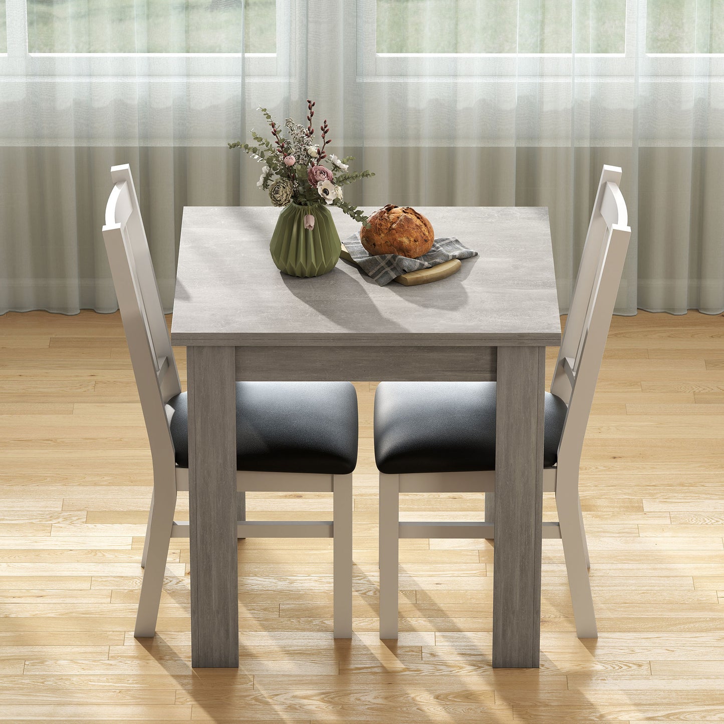 HOMCOM Extendable Folding Dining Table for 4 to 6 Guests, Rectangular Drop Leaf, 140 x 80 x 77.5 cm, Grey