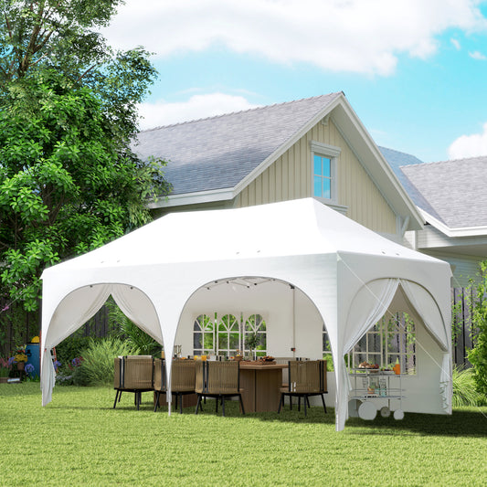 Outsunny 3 X 6m Pop Up Gazebo Shelter With Sides 6 Sandbags Garden Party Tent Marquee Carry Bag Light Grey White
