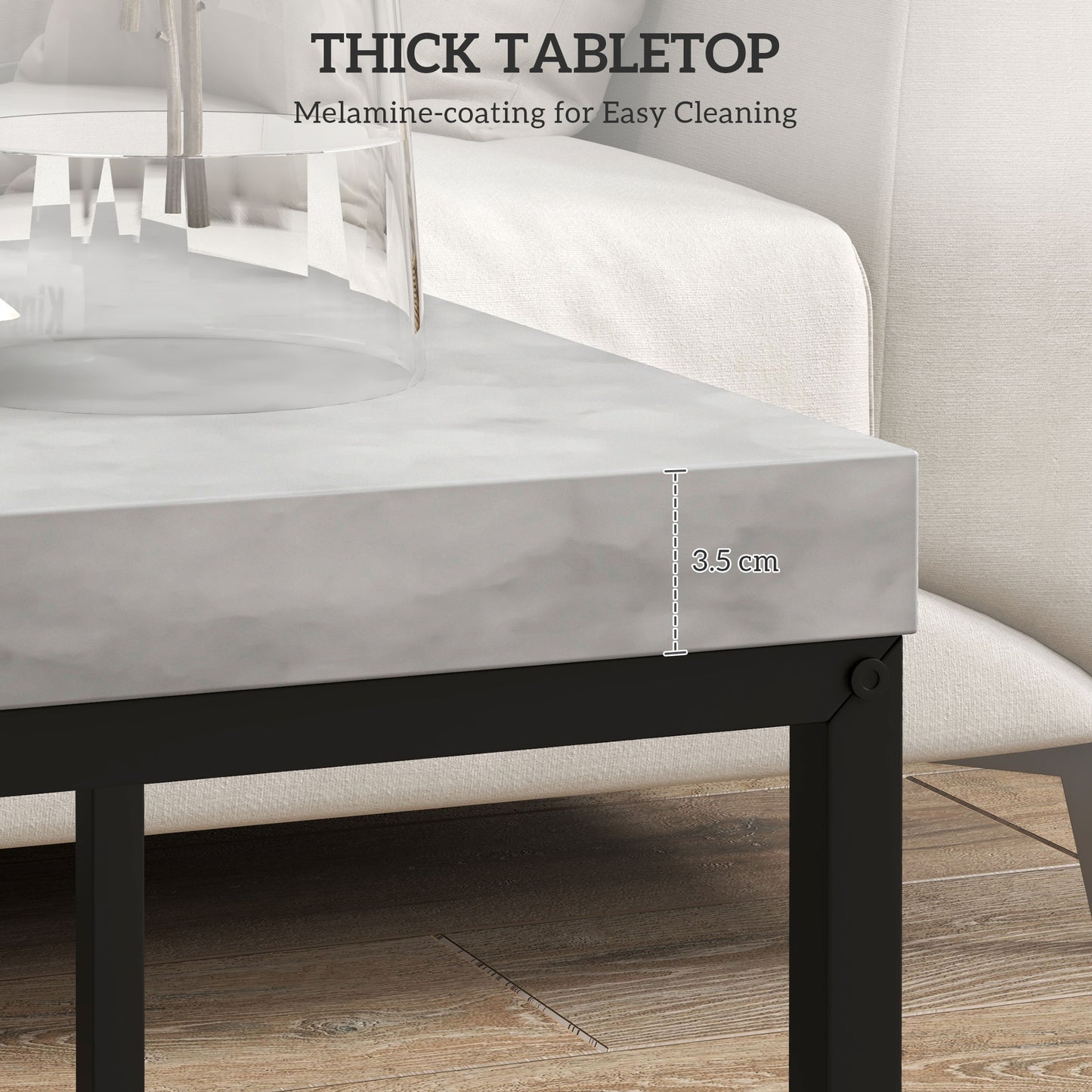 HOMCOM Nesting Coffee Table Set Of 2 With 3.5 Centimeter Thick Tabletops Grey Living Room Or Bedroom