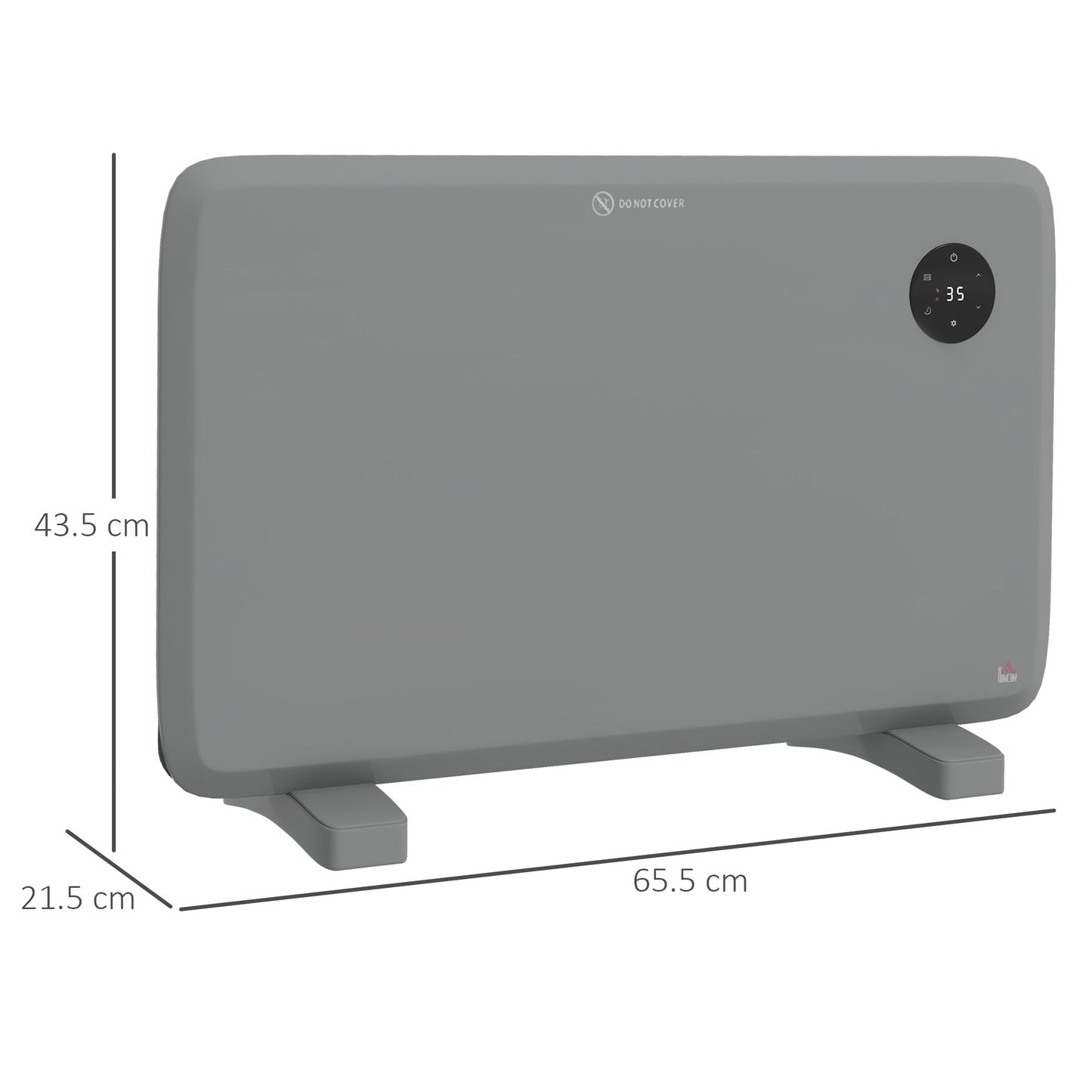 HOMCOM 1200W Electric Convector Heater Freestanding or Wall Mounted Space Heater with Adjustable Thermostat Timer Grey
