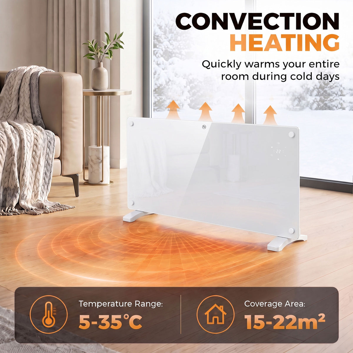 HOMCOM Smart Panel Heater Wall Mounted 2000W With App Control And Timer