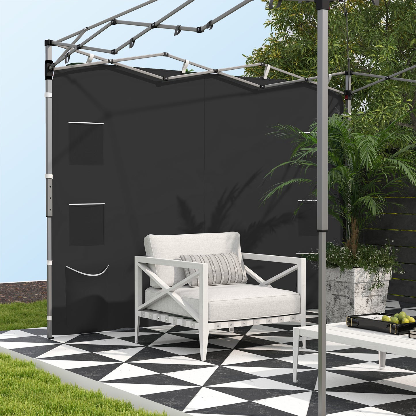 Outsunny 195 x 295 cm Replacement Gazebo Sidewall Black For 3 x 3 m Gazebo With Mesh Pockets