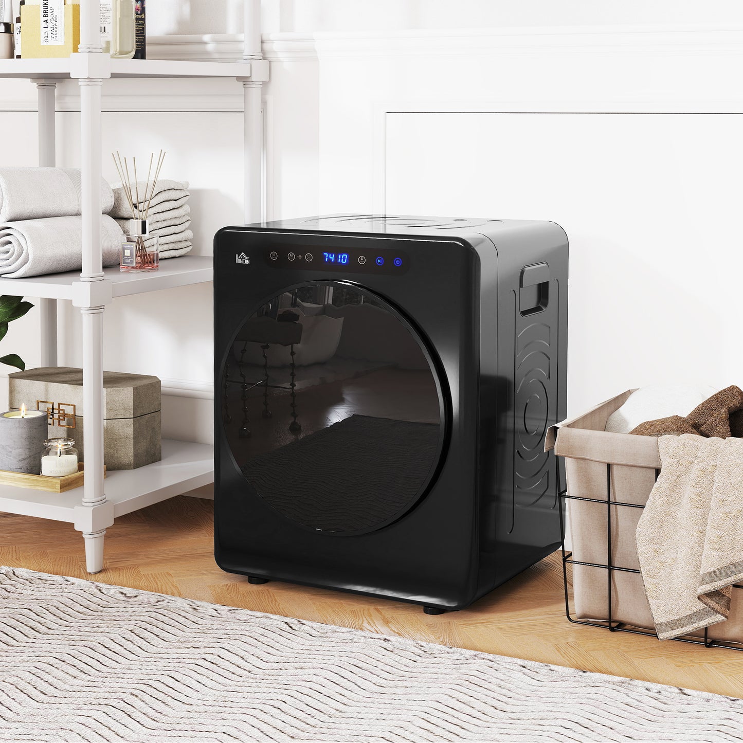HOMCOM 4kg Compact Tumble Dryer With 40 To 60 Celsius Temperature Range Space Saving Black