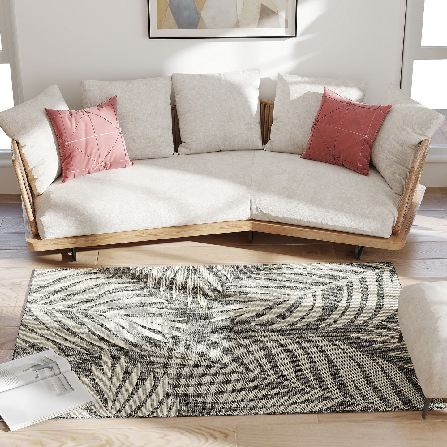 HOMCOM UV Resistant Indoor Outdoor Area Rug 170 x 120 cm Grey Easy Care Machine Washable