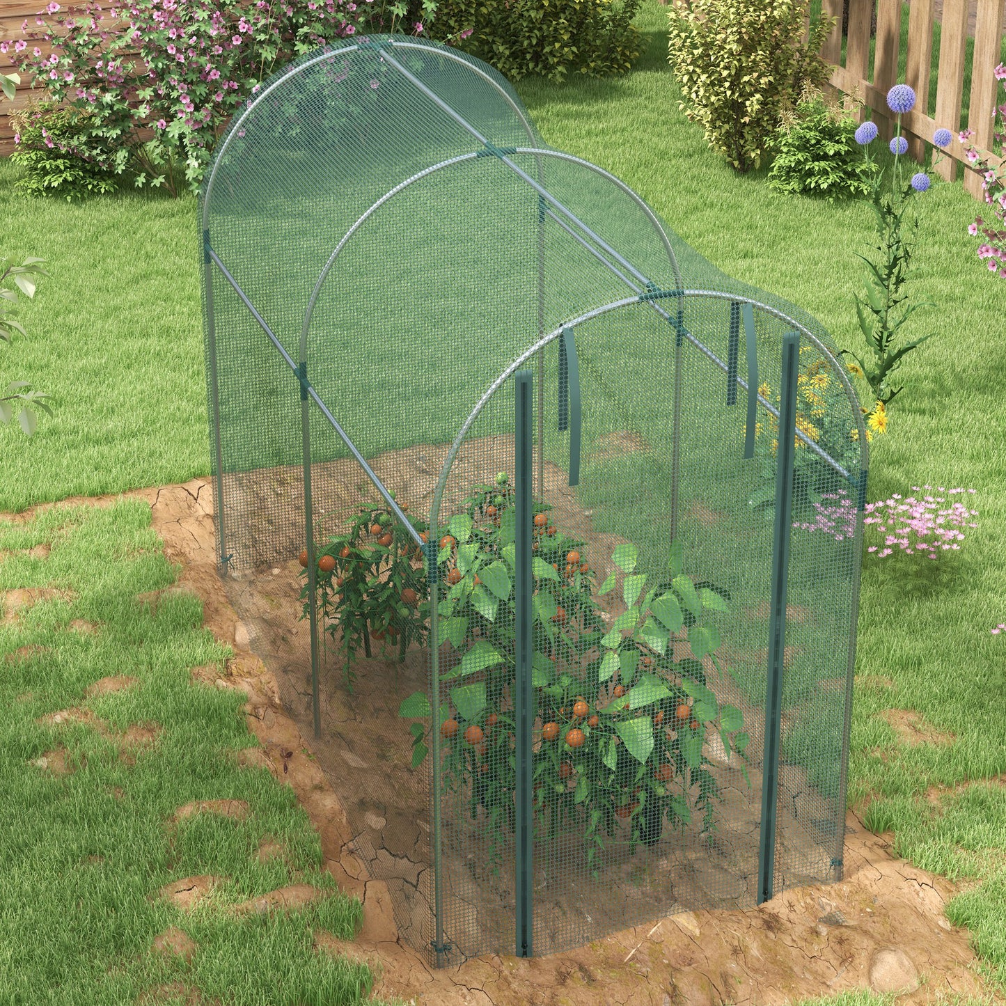 Outsunny 240 x 120cm Mini Polytunnel Greenhouse With Galvanised Steel Frame And Mesh Cover