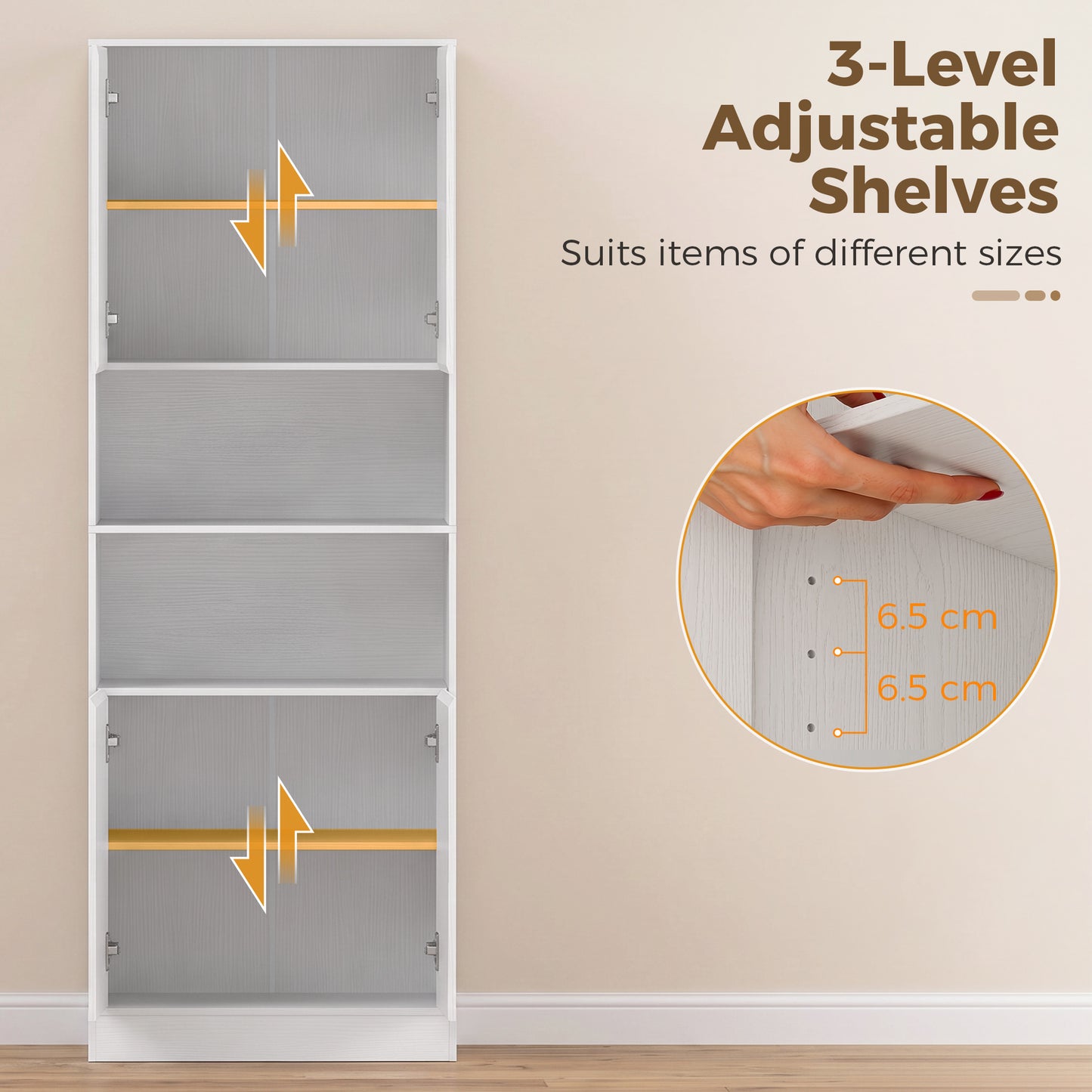HOMCOM 170 Cm Kitchen Pantry Cabinet Freestanding Storage Cabinet With Soft Close Hinges White Wood Effect