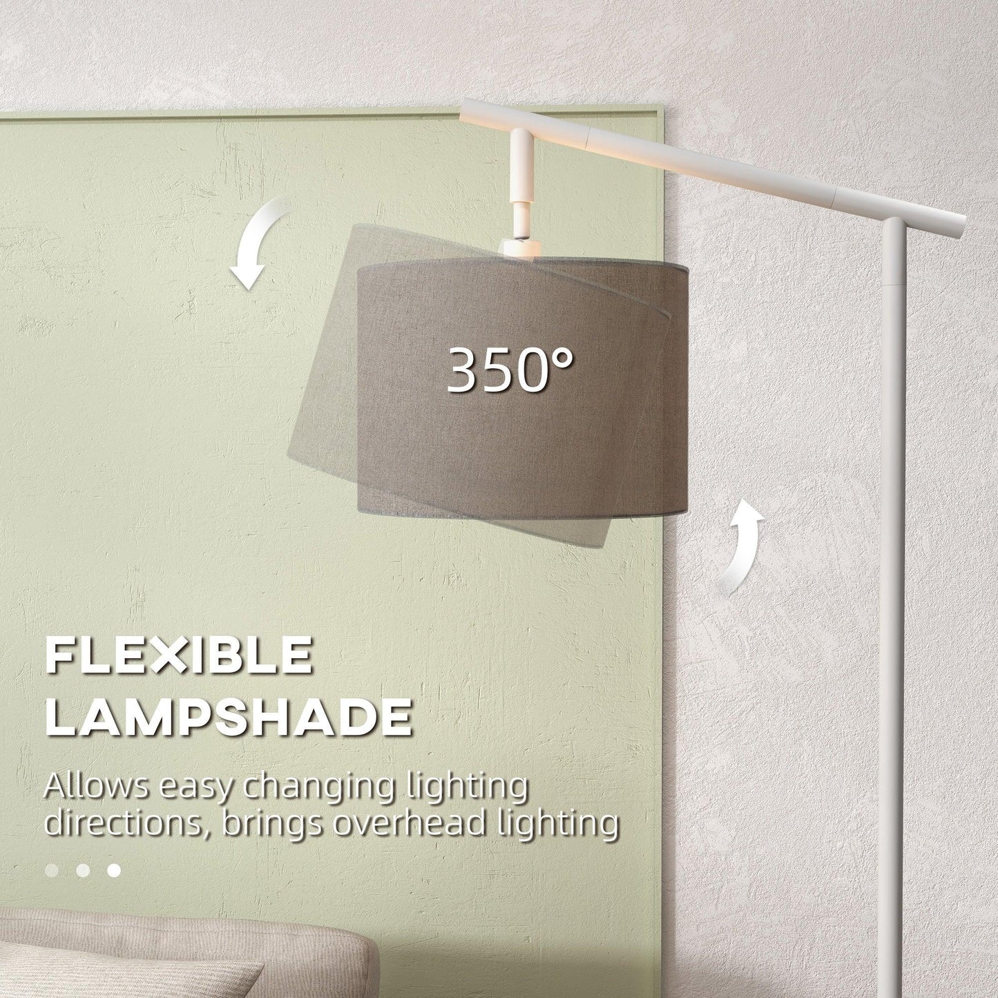 HOMCOM Modern Grey Floor Lamp for Living Room and Bedroom, LED Bulb Included - ALL4U RETAILER LTD