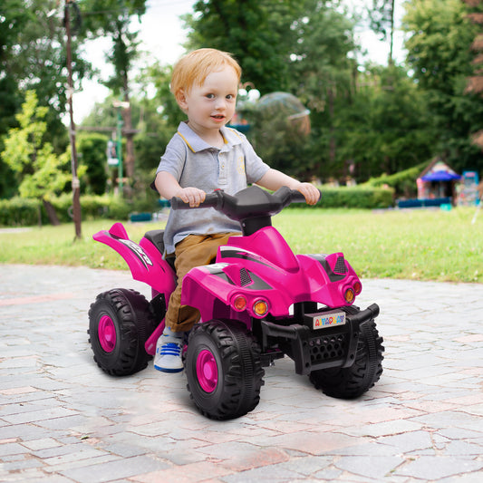 AIYAPLAY 6V Pink Electric Quad Bike for Kids with Music, Forward Function, Ideal for Ages 2-6