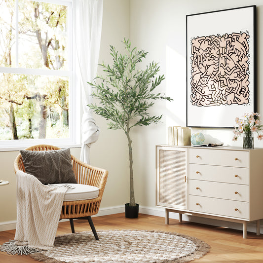 Homcom Silk Leaf Artificial Olive Trees With Cement Filled Pots Lifelike Foliage And Adjustable Branches For Home Decor