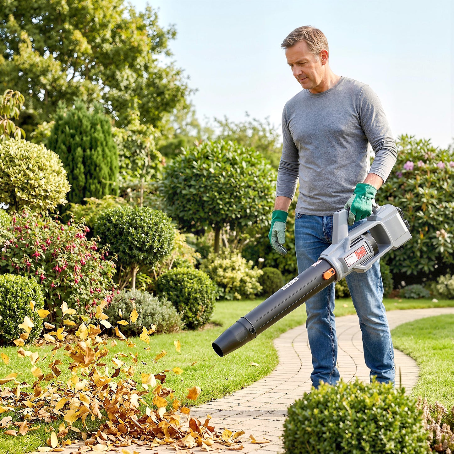 Outsunny Cordless Leaf Blower 2x4000mAh Batteries And Charger 36V Lightweight Garden Blower With 1000W Brushless Motor
