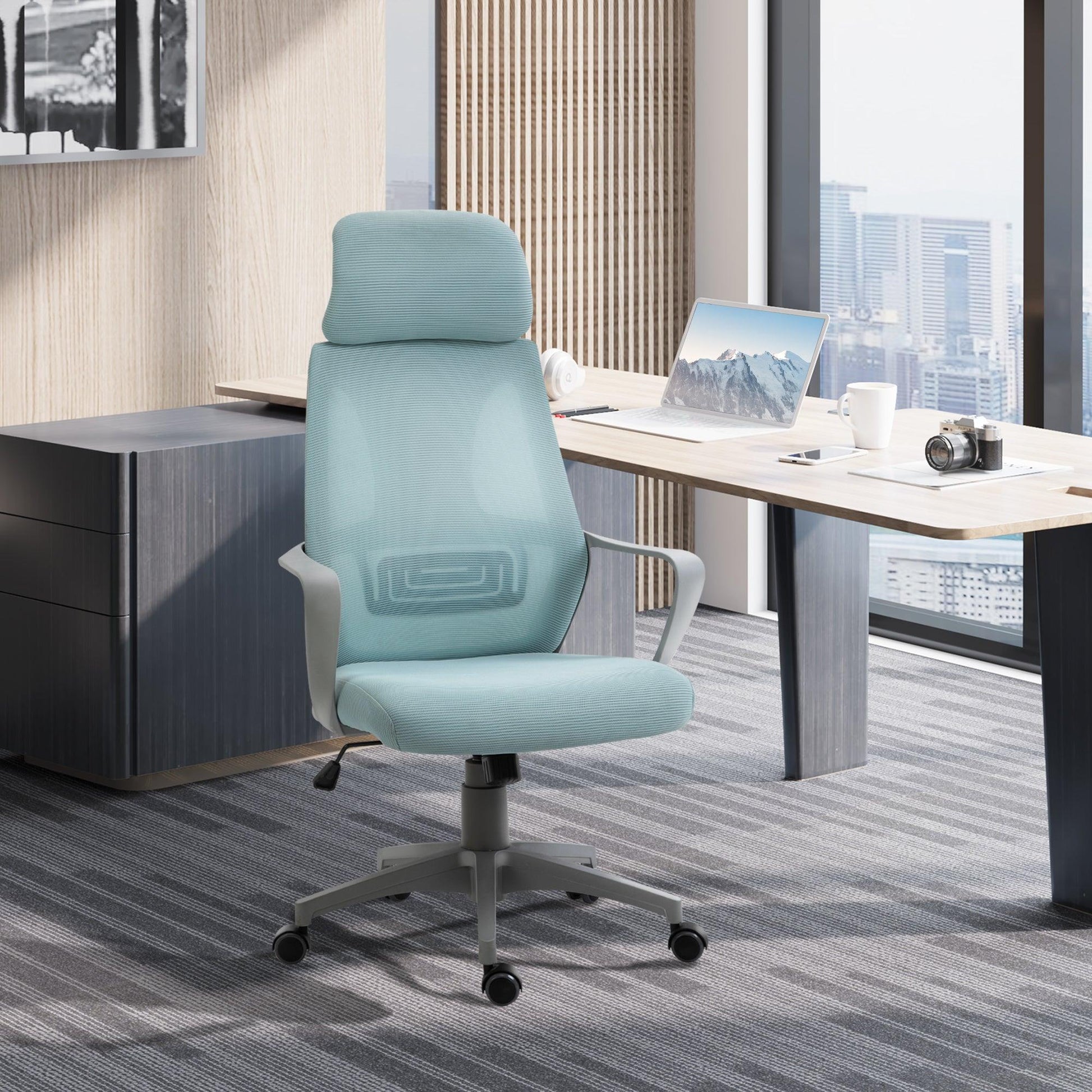 Vinsetto Blue Mesh High Back Office Chair - Adjustable Height - ALL4U RETAILER LTD