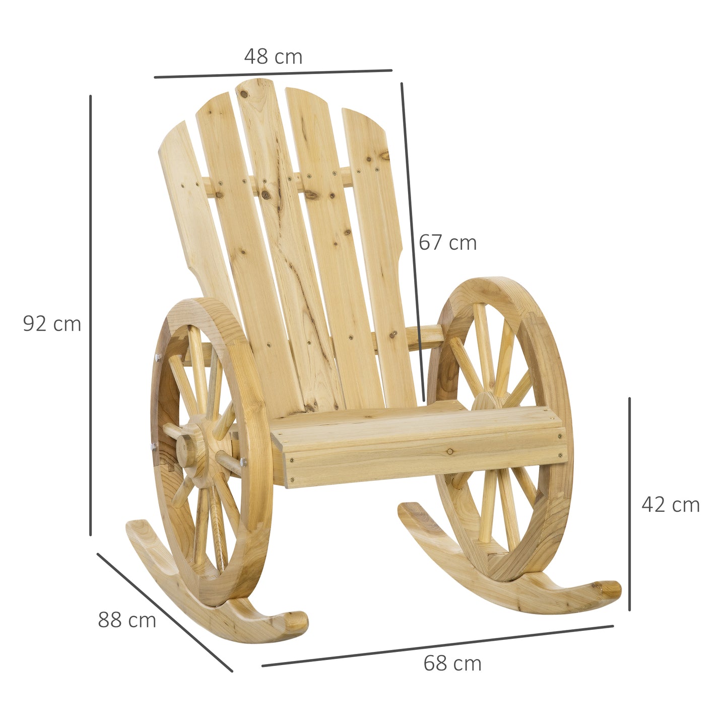 Outsunny 2 Piece Wooden Adirondack Rocking Chairs Set Outdoor Garden Patio Rockers With Natural Finish