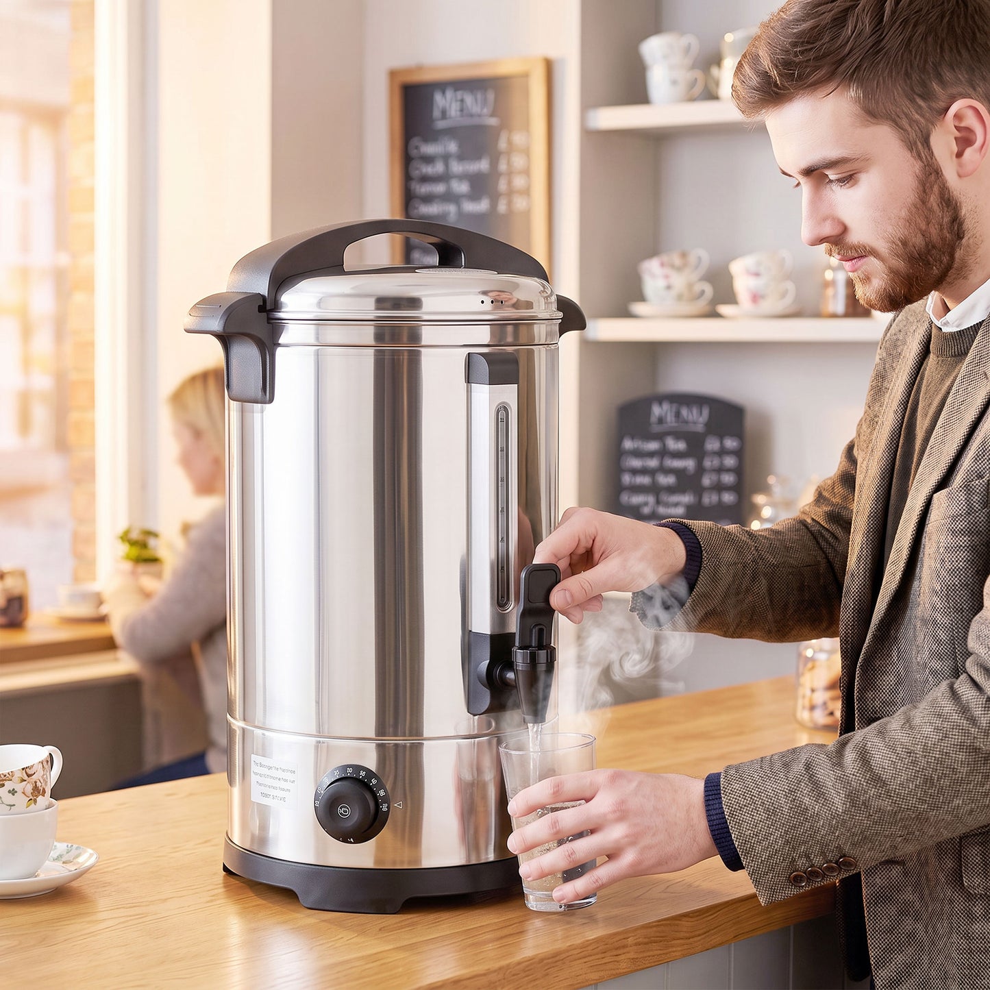 HOMCOM 13L Catering Urn 2500W Stainless Steel Hot Water Boiler With Thermostat Keep Warm Function And Easy Pour Tap