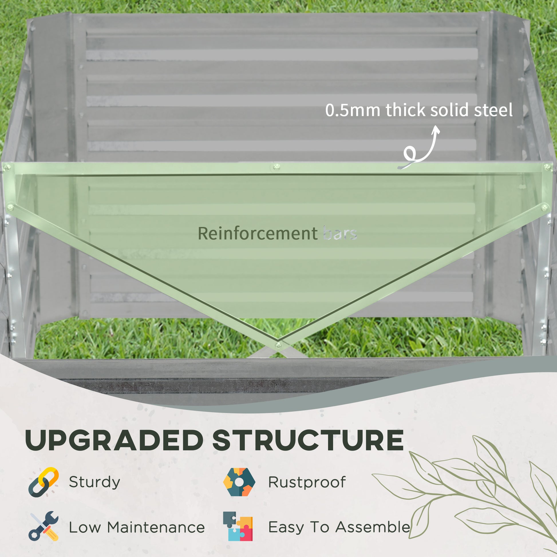 Outsunny Set of 2 Galvanised Steel Raised Garden Beds - Outdoor Planting Planters, 180 x 90cm - ALL4U RETAILER LTD