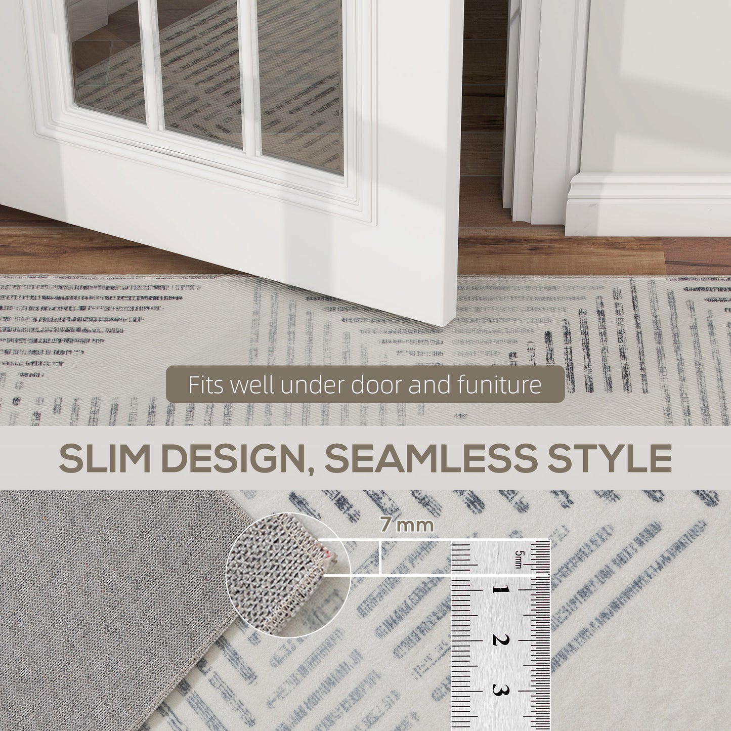 HOMCOM Modern Geometric Area Rug 230x160 cm Non Slip Washable Carpet for Living Room Bedroom Office Grey