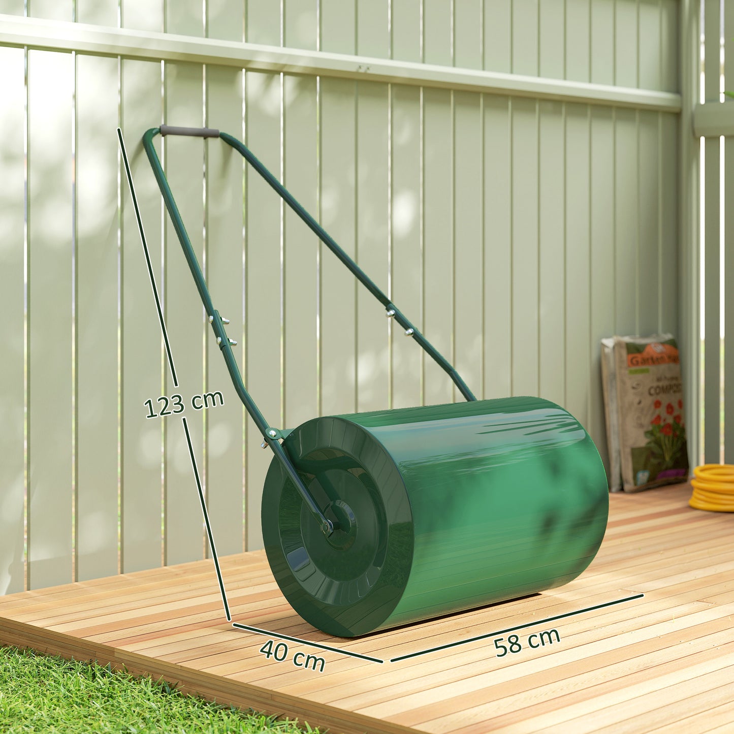 Outsunny 63 L Garden Lawn Roller Water And Sand Filled Drum Heavy Duty Steel Lawn Push Roller For Grass Seeding