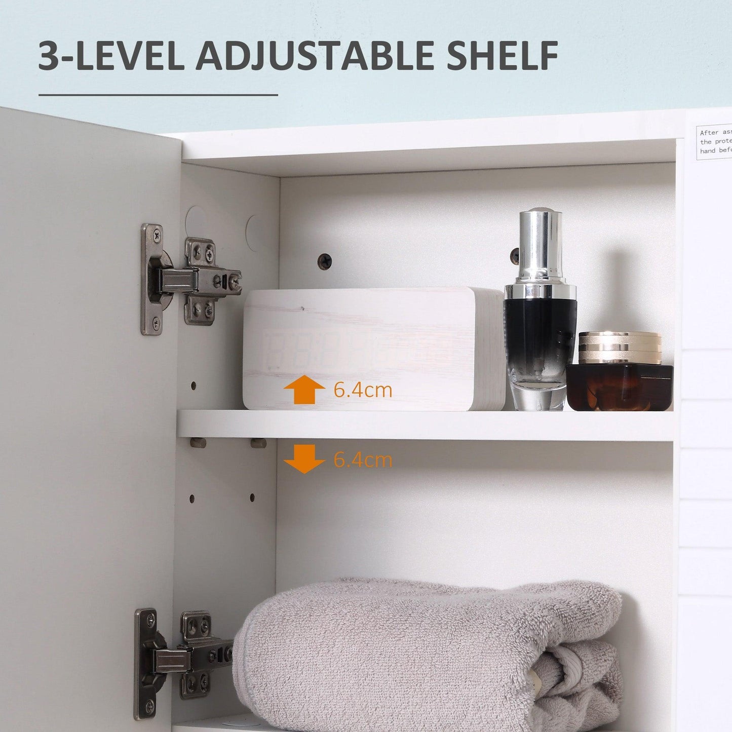 Kleankin White Wall Mount Bathroom Mirror Cabinet - Adjustable Shelf - ALL4U RETAILER LTD