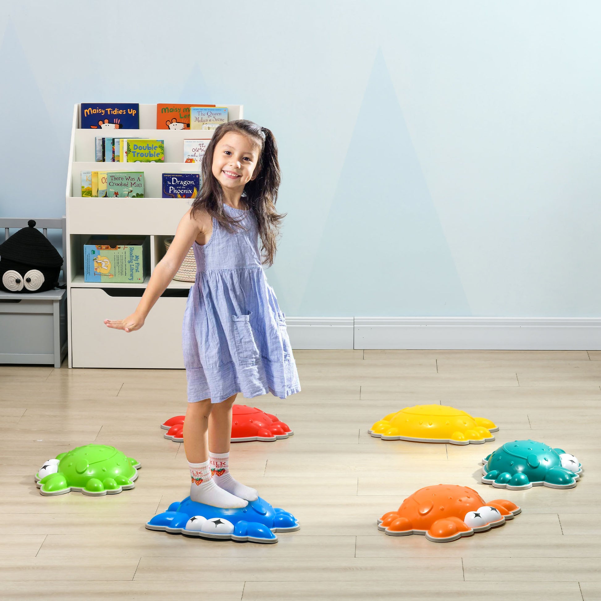 AIYAPLAY Crab-Inspired Stepping Stones for Kids, 6-Piece Balance Set with Anti-Slip Edges, Stackable and Colorful - ALL4U RETAILER LTD