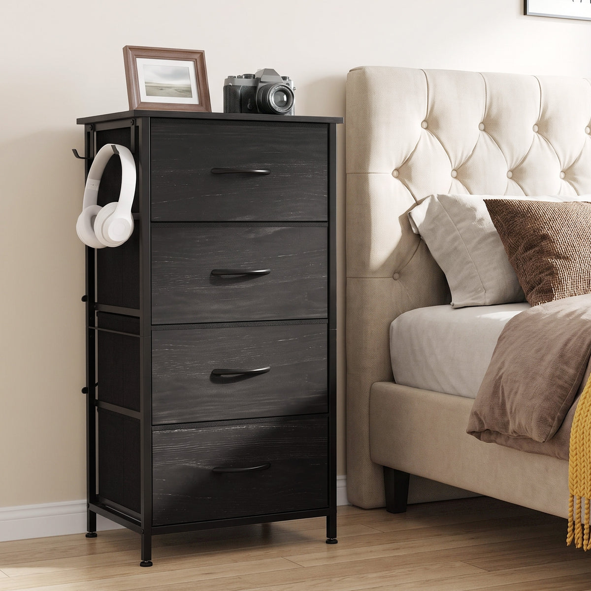 Homcom 4 Drawer Fabric Dresser With Steel Frame And Hooks