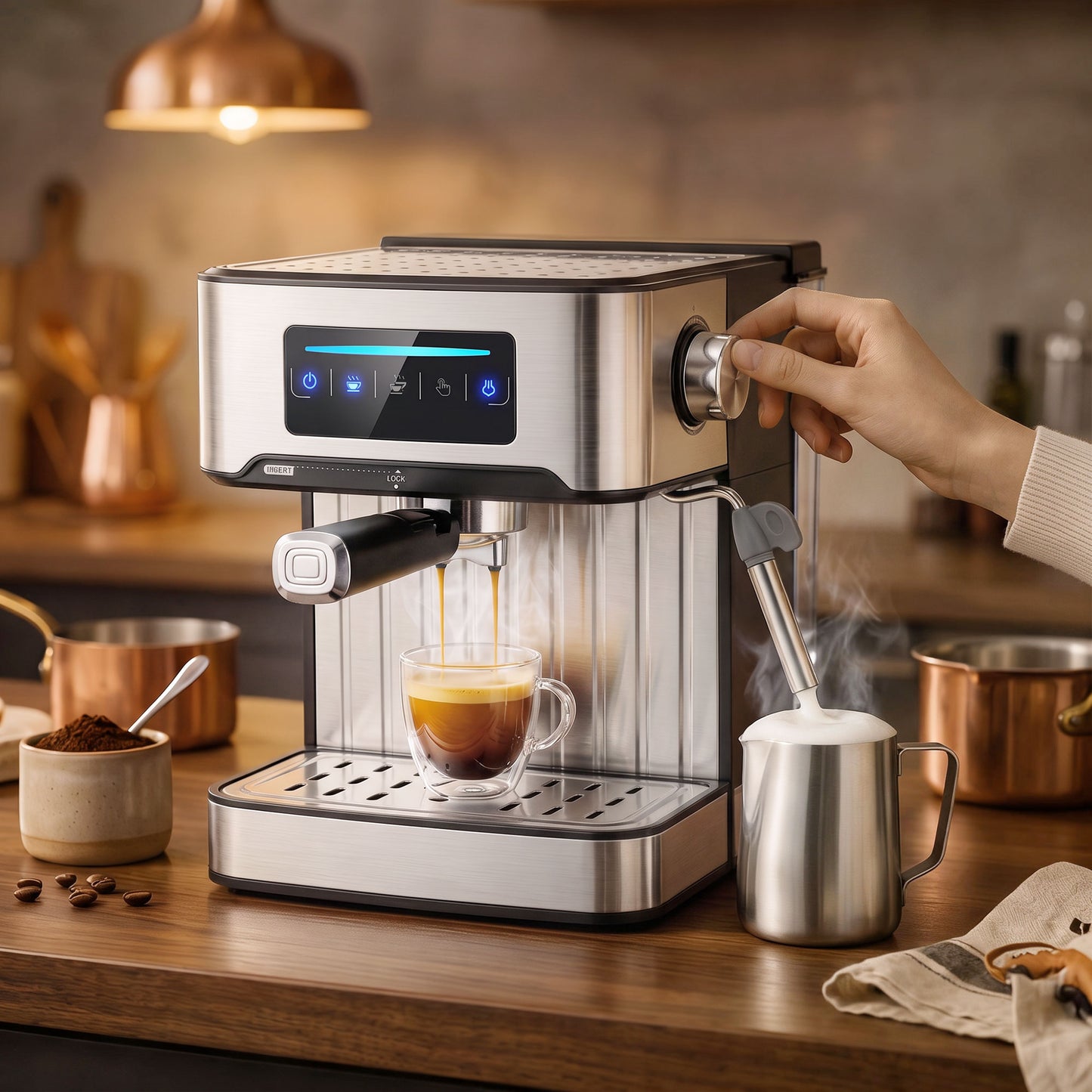 HOMCOM 20-Bar Espresso Machine With Frother Wand And Led Touch Controls