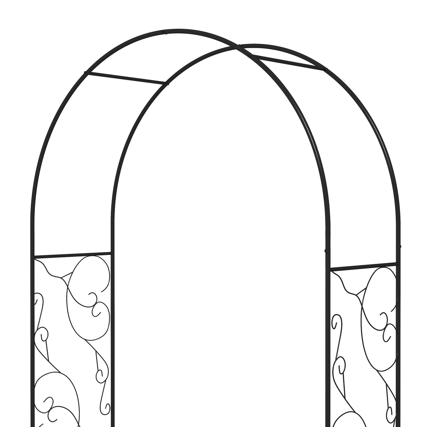 Outsunny Metal Garden Arch Double Gates for Climbing Plants Roses and Vines Wedding Arch Black 125L x 38W x 227H cm