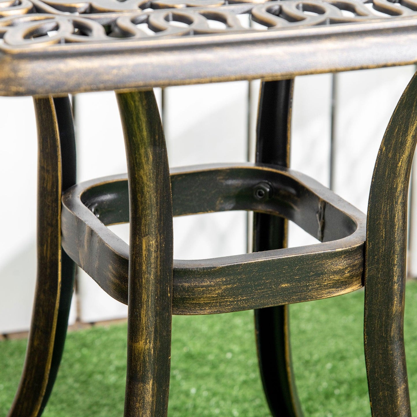 Outsunny Outdoor Patio Side Table with 38mm Dia. Umbrella Hole, Cast Aluminium Patio coffee Table, 54 x 54cm, Bronze - ALL4U RETAILER LTD