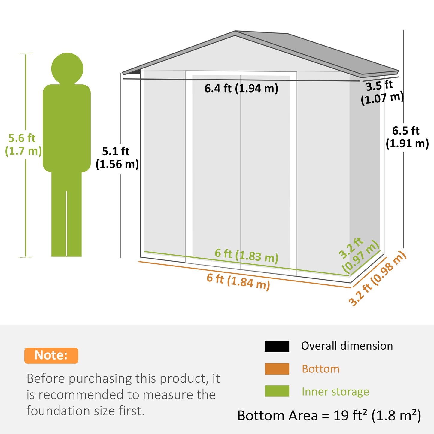 Outsunny Metal Garden Storage Shed Six And A Half By Three And A Half Feet Galvanised Steel Dark Grey