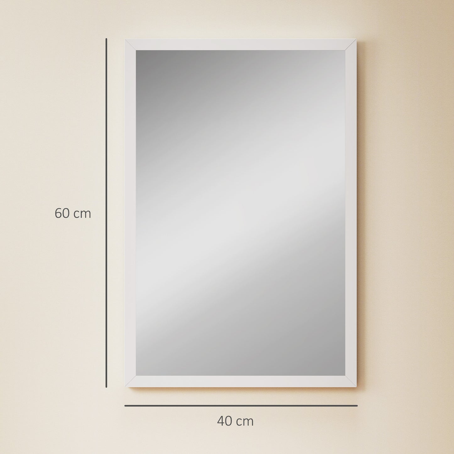 HOMCOM Wall Mounted Bathroom Mirror 60x40 cm White for Living Room Bedroom Hallway