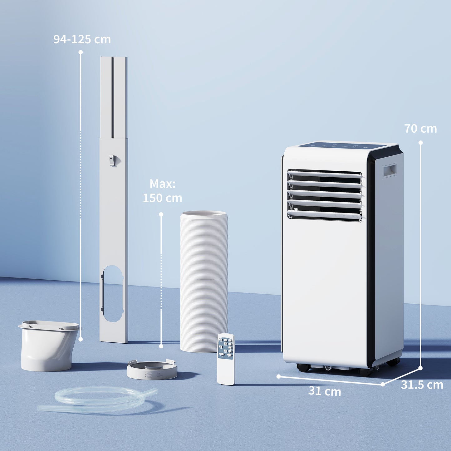 HOMCOM Portable Air Conditioner 9000 BTU Four In One Cooling Dehumidifier And Fan Sleep Mode White