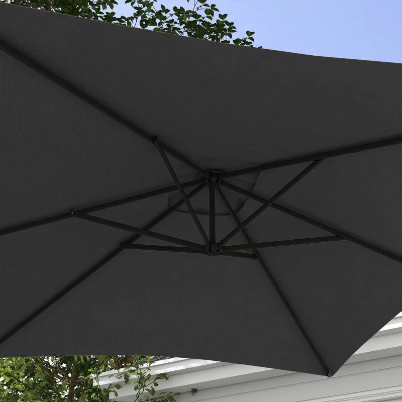 Outsunny 3x2m Cantilever Parasol - Rectangular Hanging Patio Umbrella with Cross Base, Crank Handle, and 6 Ribs - Outdoor Pool, Garden, Balcony Sun Shade - Grey - ALL4U RETAILER LTD