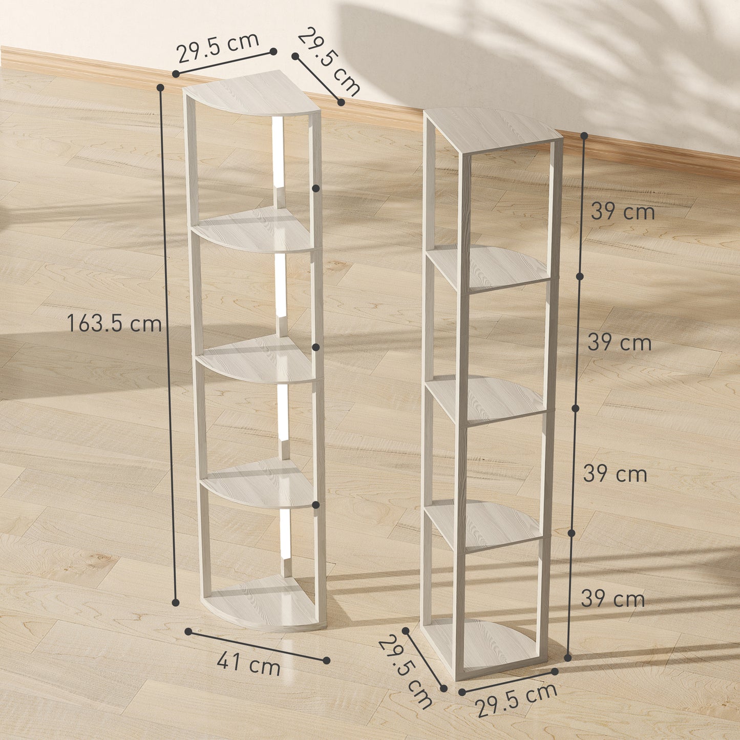 HOMCOM 4 Tier Corner Floor Lamp With Three Level Adjustable Brightness And 3000K LED Backlight 163.5cm Tall