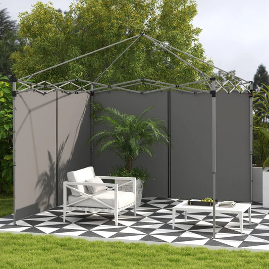 Outsunny Gazebo Side Panels - 2 Pack Replacement Sides for 3x3m or 3x6m Pop-Up Gazebo with Zipped Doors - Light Grey