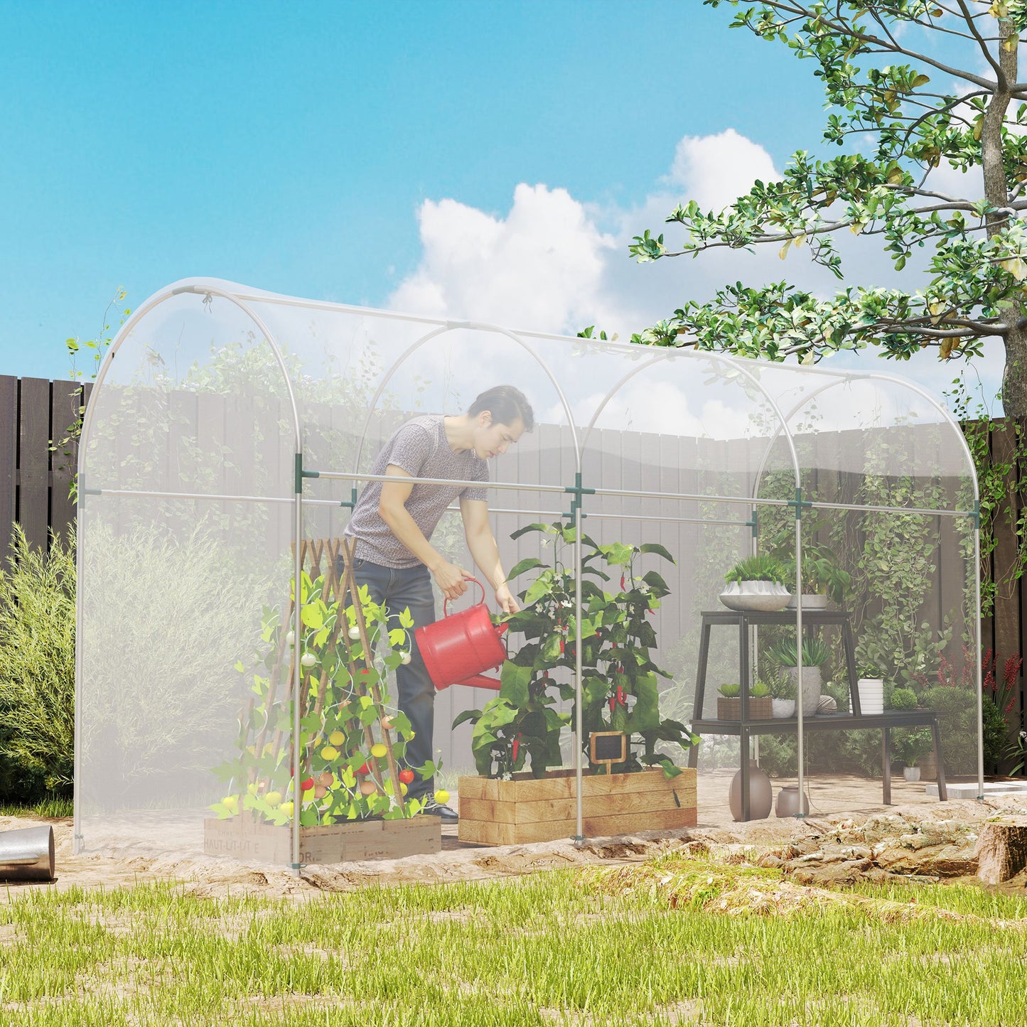 Outsunny 6x10m Heavy Duty Polypropylene Greenhouse Cover Replacement UV Resistant Waterproof Clear Polytunnel Cover
