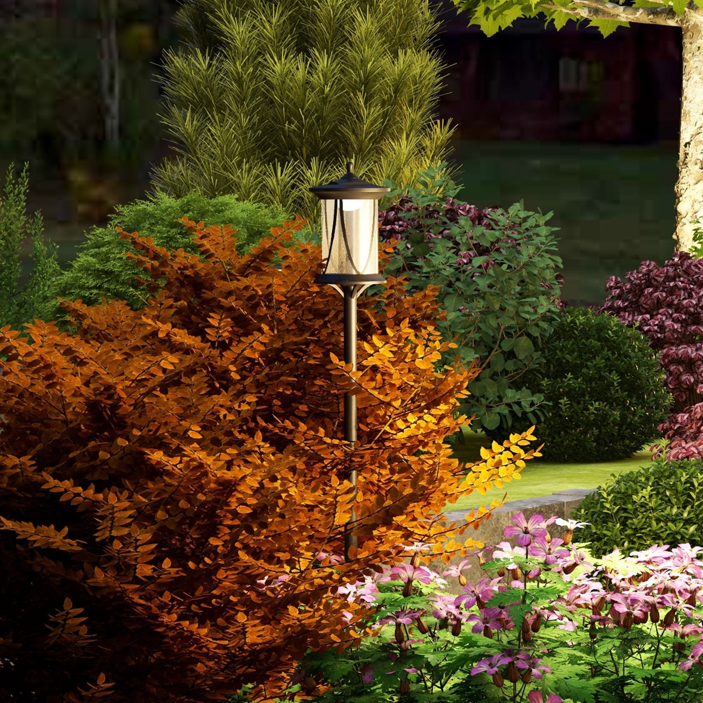 Outsunny Solar Lamp Post Light 1.3 M LED Outdoor Street Light IP44 Waterproof for Patio Garden Pathway Cool White